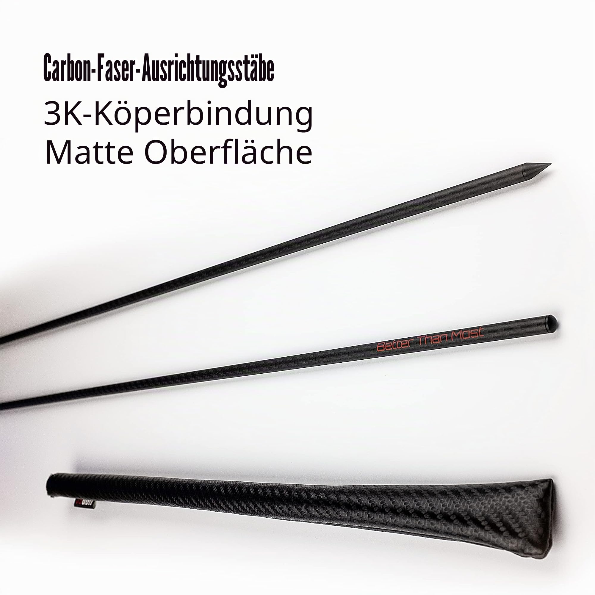 Kohlefaser-Ausrichtungs-Set für Golfschläger: 2 x Tour Pro Carbon Sticks + 1 x PU-Leder-Ausrichtungsstab-Abdeckung