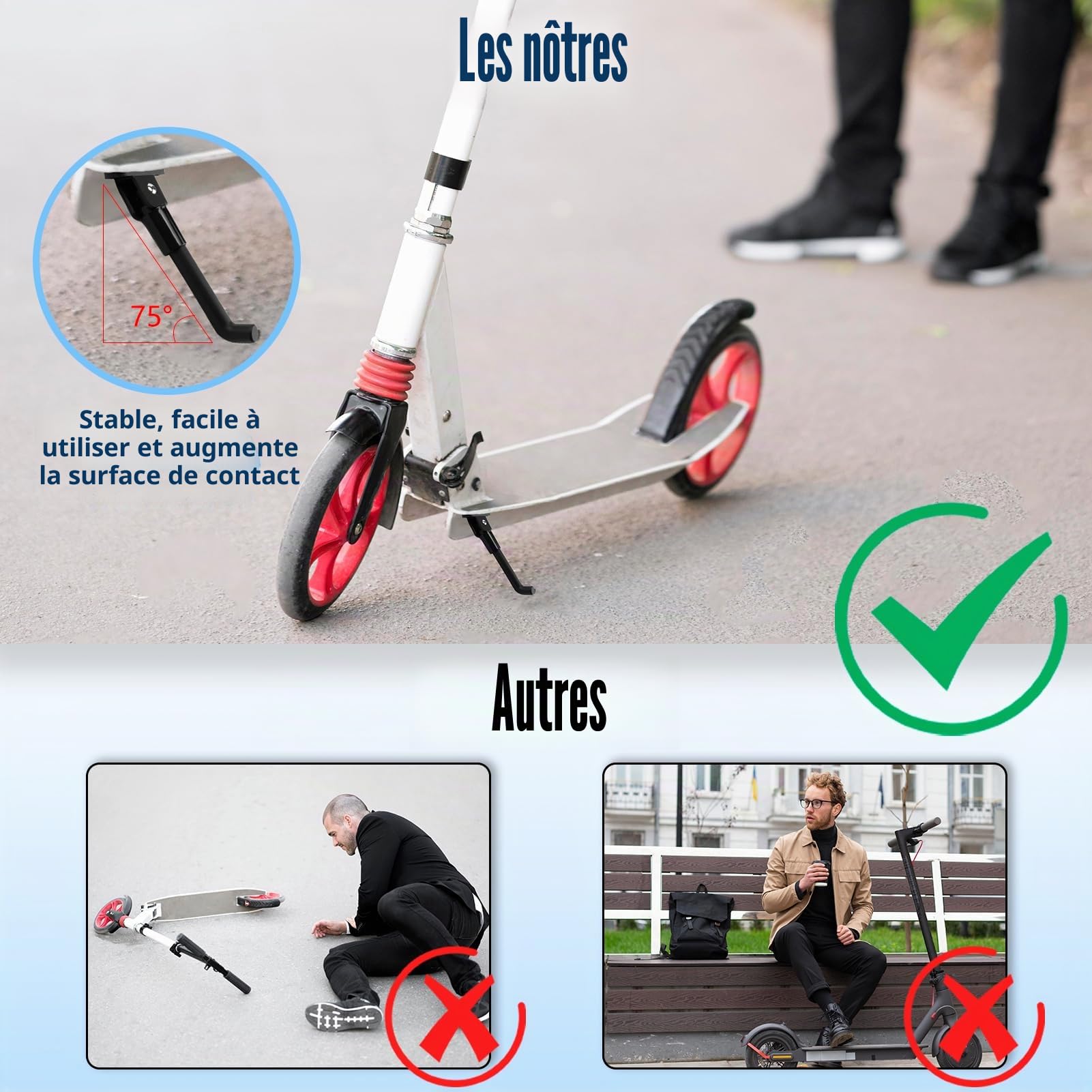 Support latéral pour trottinette électrique Xiaomi M365/Pro 2/1S/3 - Accessoire de rechange - Noir - 8,5"