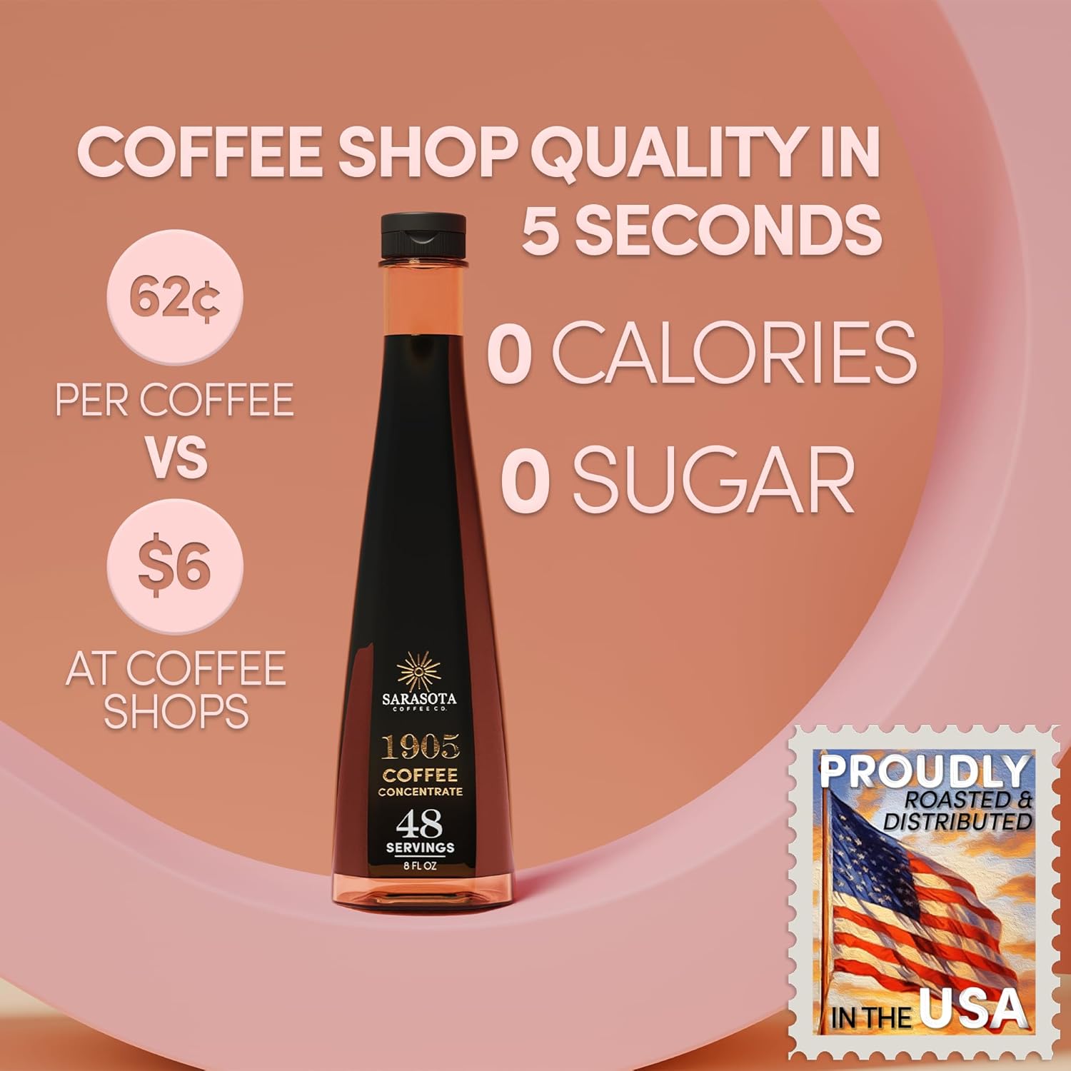 1905 Coffee Concentrate – Gourmet Cold Brew, 100% Natural & Low Acid, Premium Liquid for Hot and Iced Coffee Instant Espresso, or Lattes | 48 Servings – Sarasota Signature Original