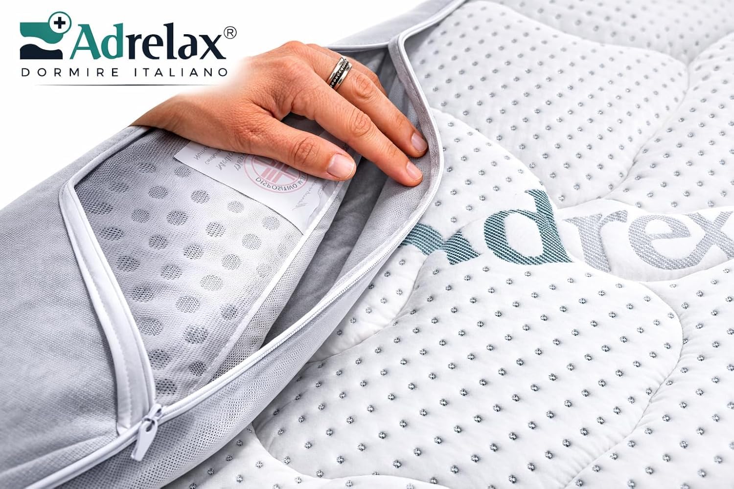 Cuscino Cervicale Ergonomico Traspirante per Chi Dorme sul Fianco AD Relax® Dual Cervical - Doppia Densità con Supporto per Spalla - Rivestimento Lavabile