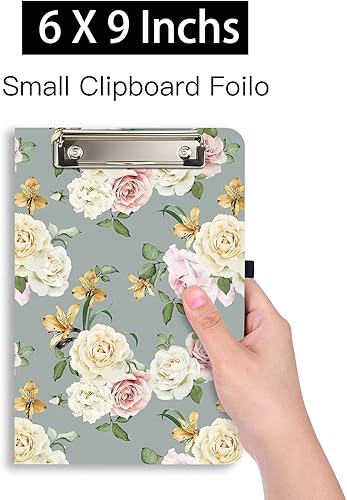 Miniatura 9 de Hongri Mini portapapeles con bloc de notas forrado recargable y bolsillo interior de almacenamiento para estudiantes, aula, oficina, mujeres,