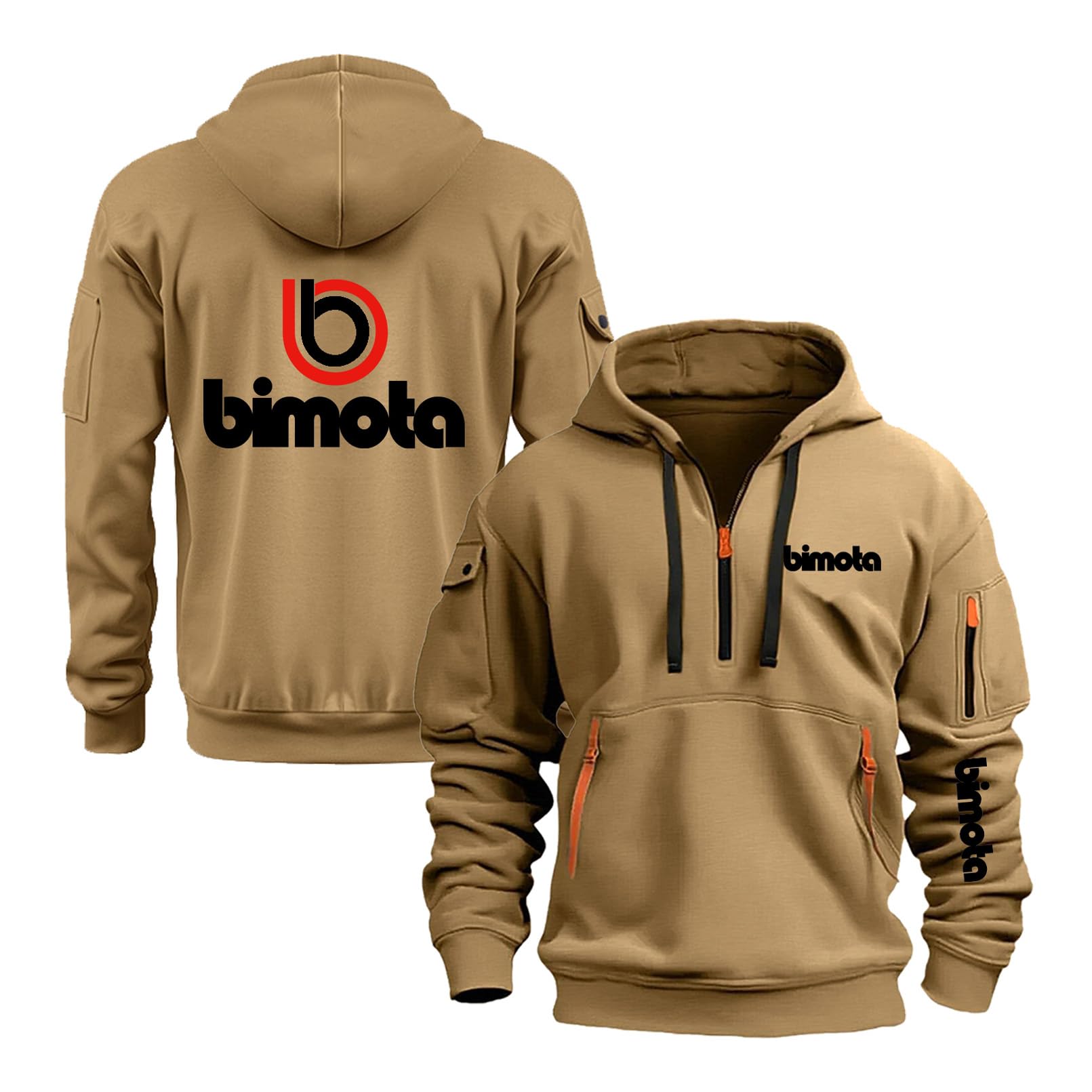 LPPALsjd Mens Active Hoodies for B.i.m.o.t.a Half Zip Outwear Long Sleeve Tracksuit Jumpers Tops Hoody Spring Autumn Hooded Sweatshirt Casual Coats-KQS||L