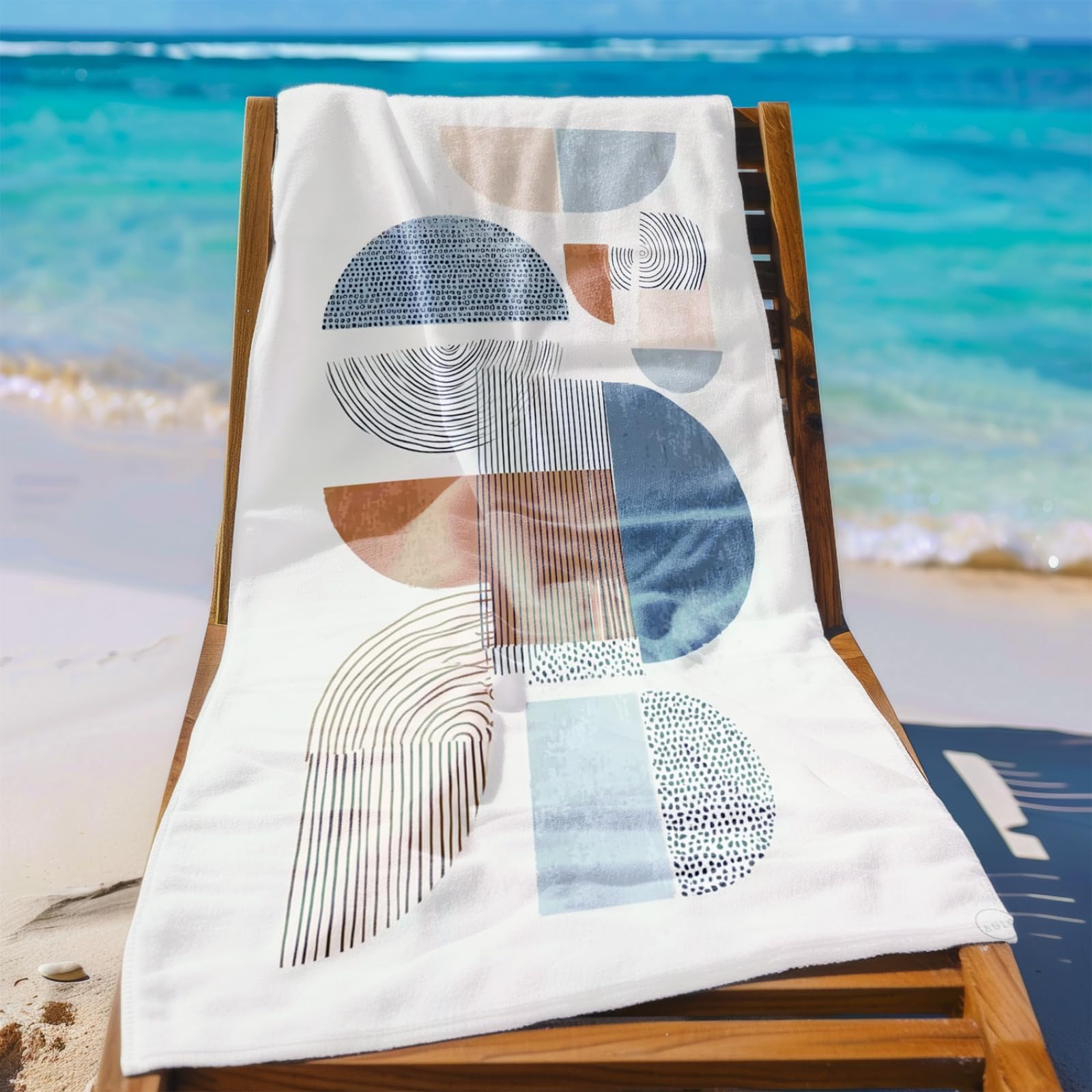Generisch XXL Strandtuch Microfaser 180 X 90 Himmelblau Braun Muster Strandhandtuch Groß Kompakt Und Sandfest Schnelltrocknend Reisehandtuch Für Den Strand Gym Travel Sauna