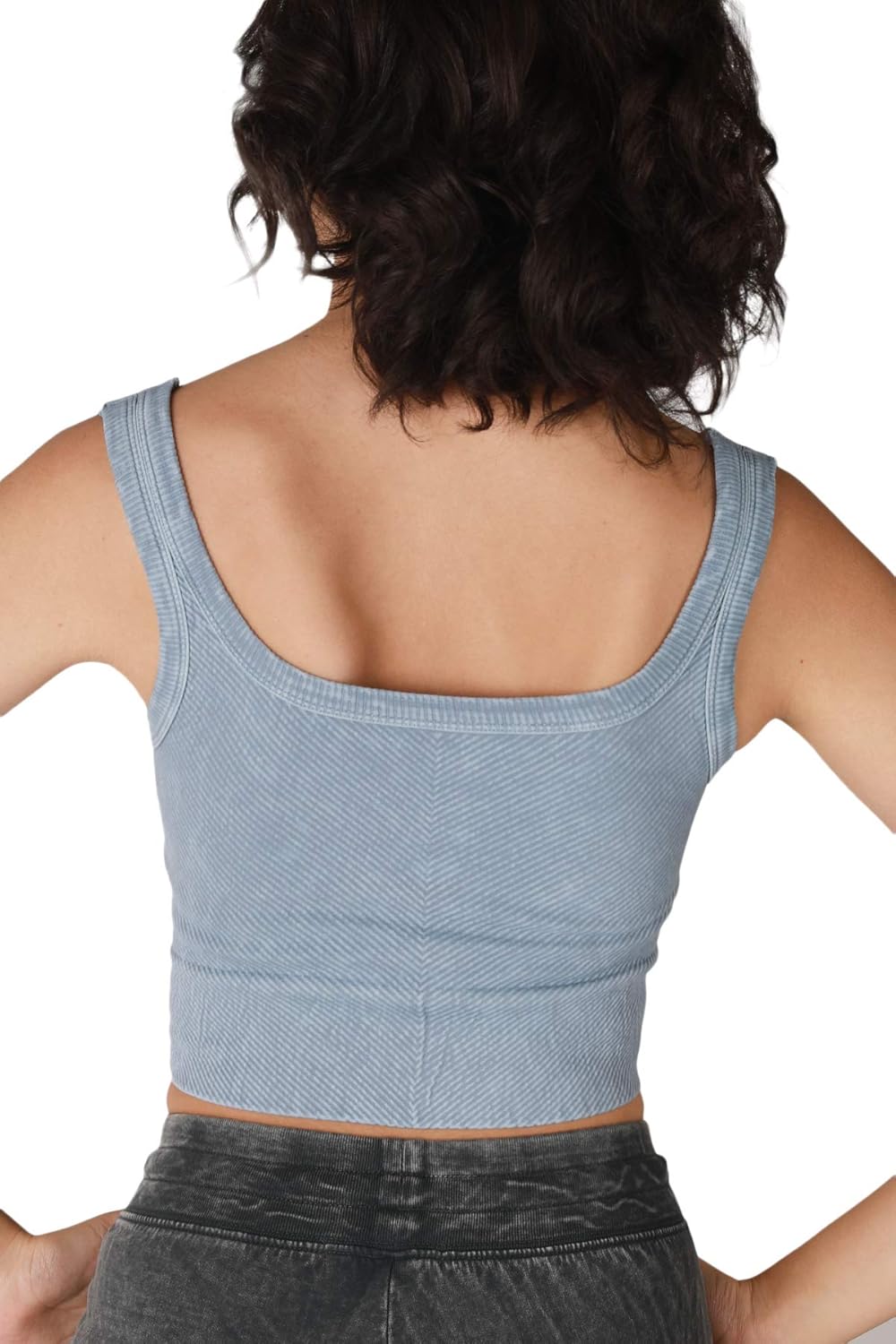 NIKIBIKI Women Seamless Vintage Chevron Ribbed Crop Top, Made in U.S.A, One Size - Image 2