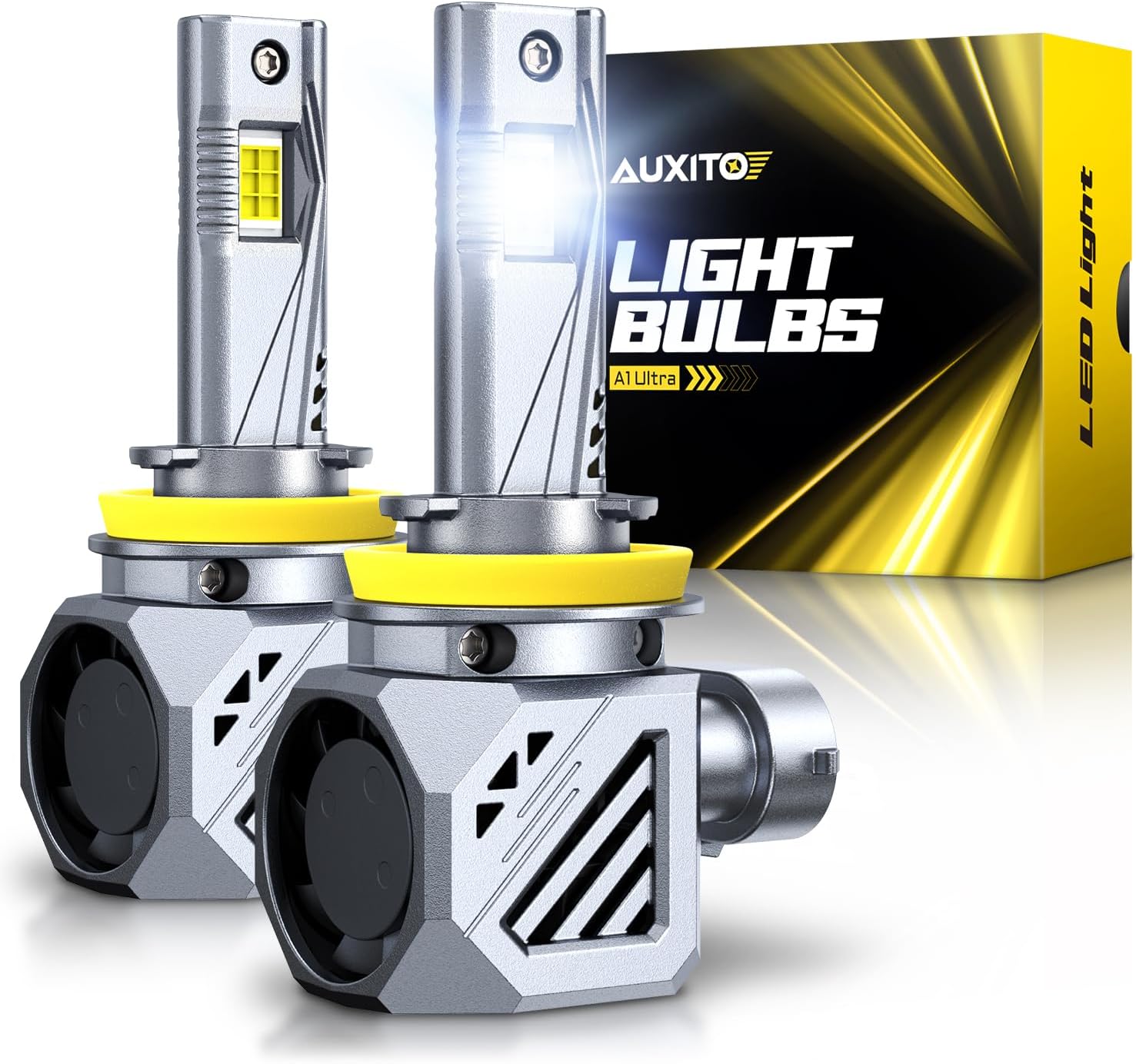 AUXITO H11 LED Bulbs, 6500K Xenon White, Wireless Light Bulbs, Pack of 2