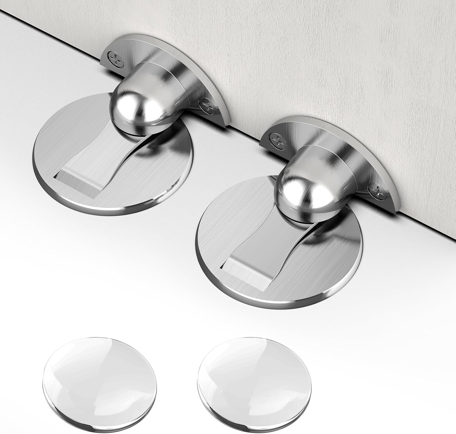 Simpeak 4 Pcs Door Stopper, 2 Metal Door Stopper for Floor