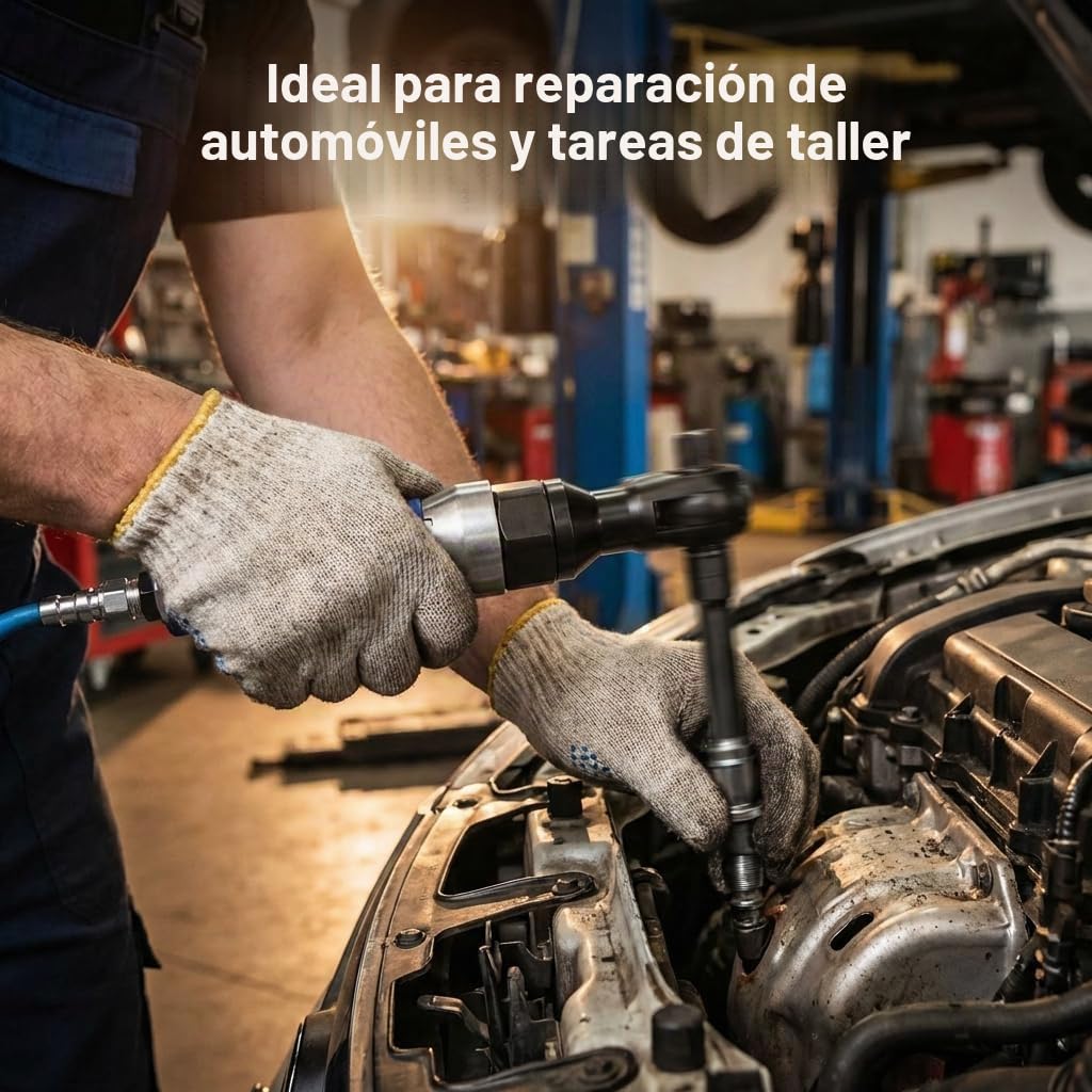QWORK® Carraca neumática 1/2" / 12.5mm, trinquete de aire súper rápido para trabajo pesado, par máximo de 85 N.M
