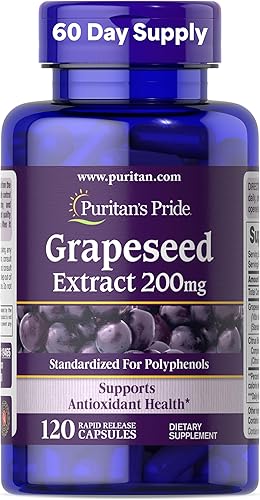 Puritans Pride Extracto de semilla de uva, cápsulas de 200 mg, 120 unidades