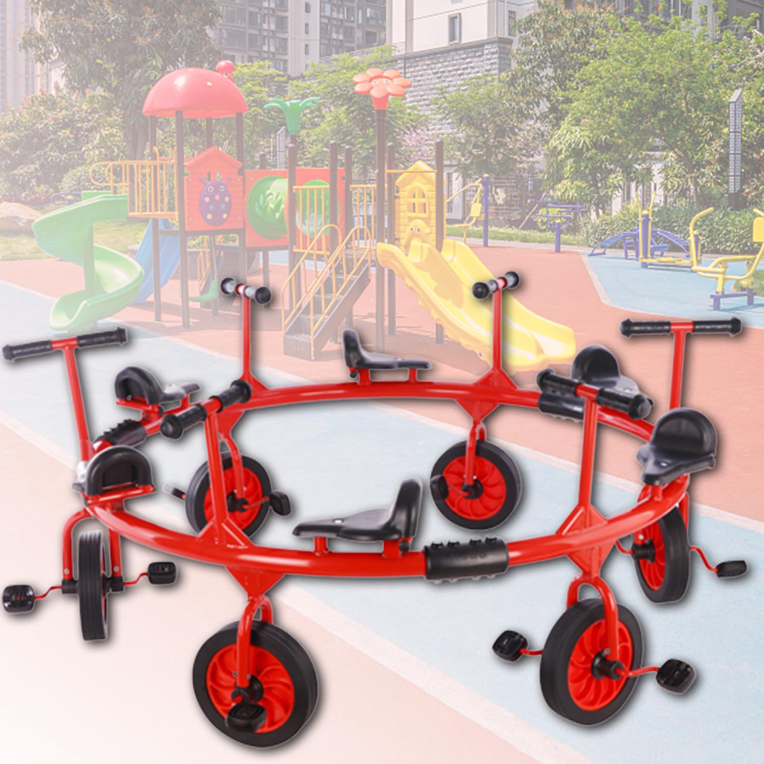 Amazon.co.jp: MOFGOE 幼児用回転三輪車、子供用6人乗り/360度回転円形