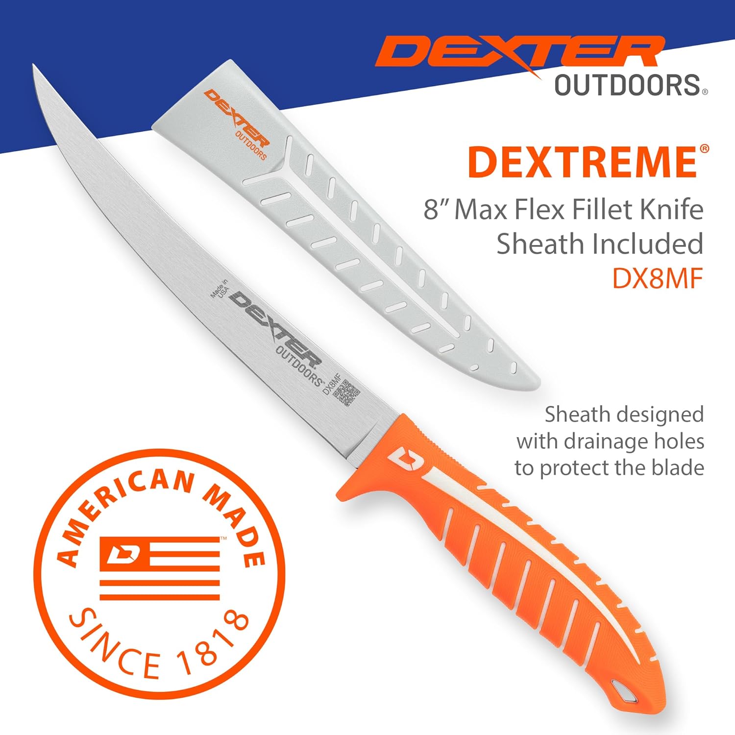 Dexter Outdoors Dextreme Single Edge 8" Max Flex Fillet Knife | Includes Sheath