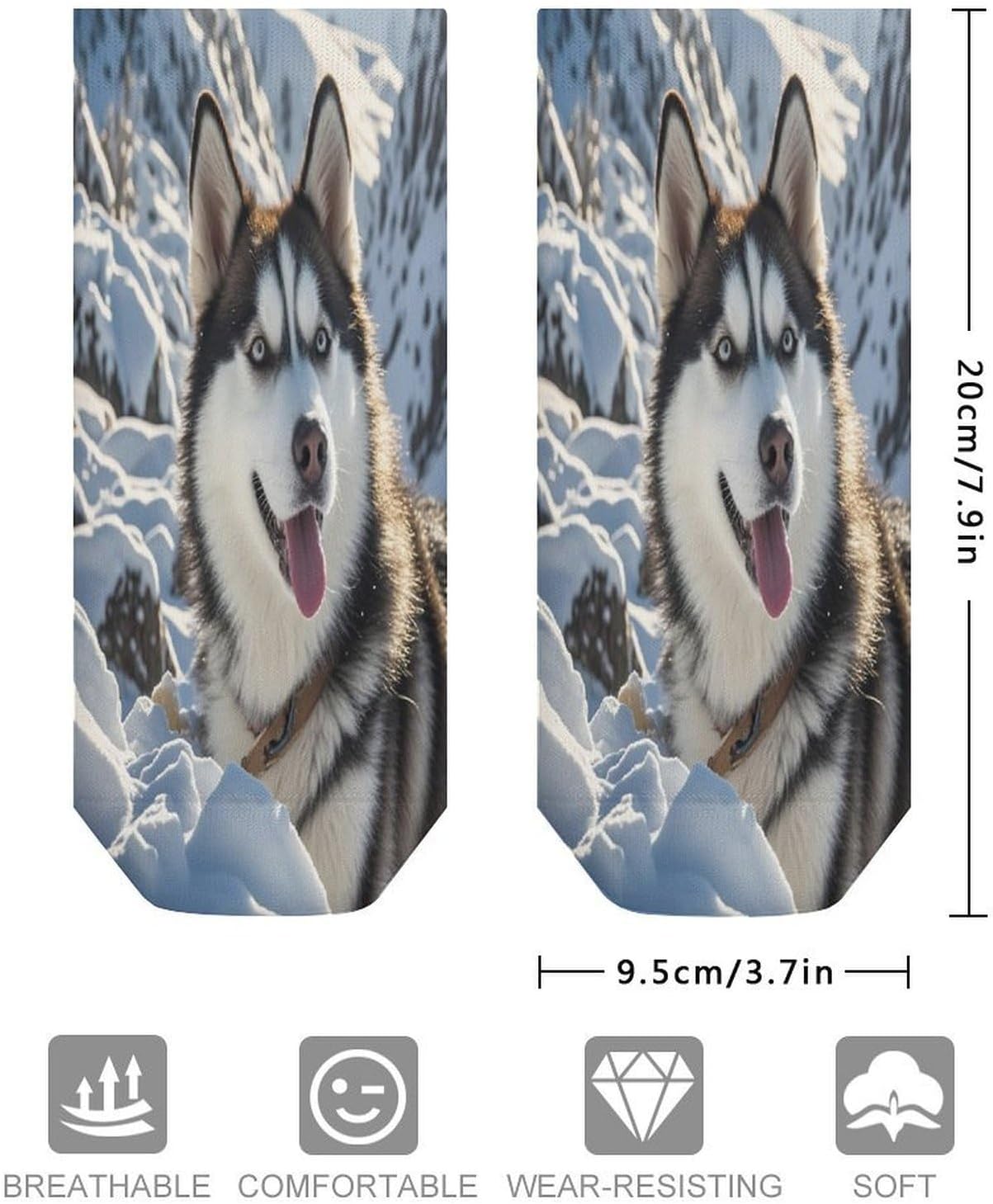 Adorable Huskies Ankle Sock-Low Cut Breathable,Basketball Socks for Men Women,Tube Socks for Work Sports