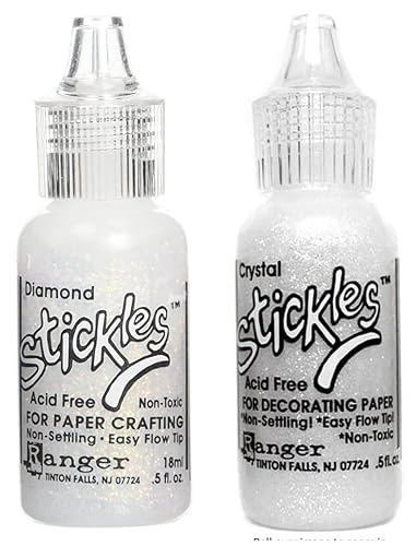 Ranger Stickles Glitter Glue Bundle - Diamond 0.5 oz, Crystal