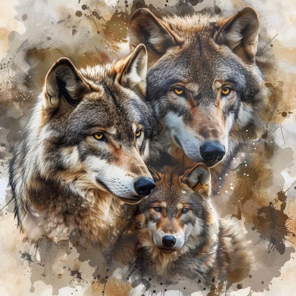 Moohue Stamped Cross Stitch Kits for Adults 14 Count Printed Cross Stitch Kits for Beginners Animal Wolves Cross Stitch Patterns Needlepoint kit (