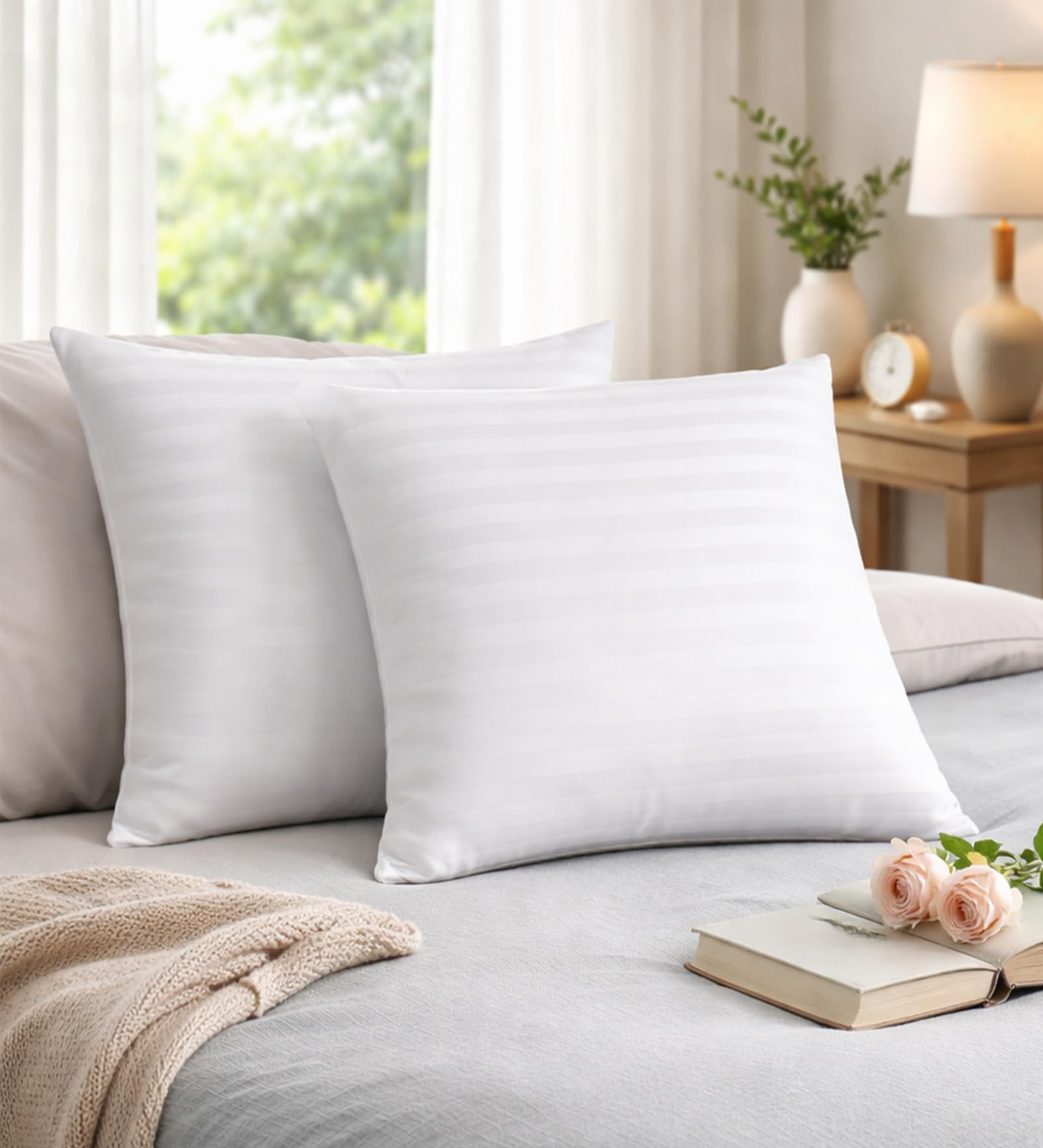 Pepperfry Cushion Insert, Set of 2 White 12x12 Inch Solid Soft Premium Fiber Compressed Cushion for Home Sofa Bedroom-image-19