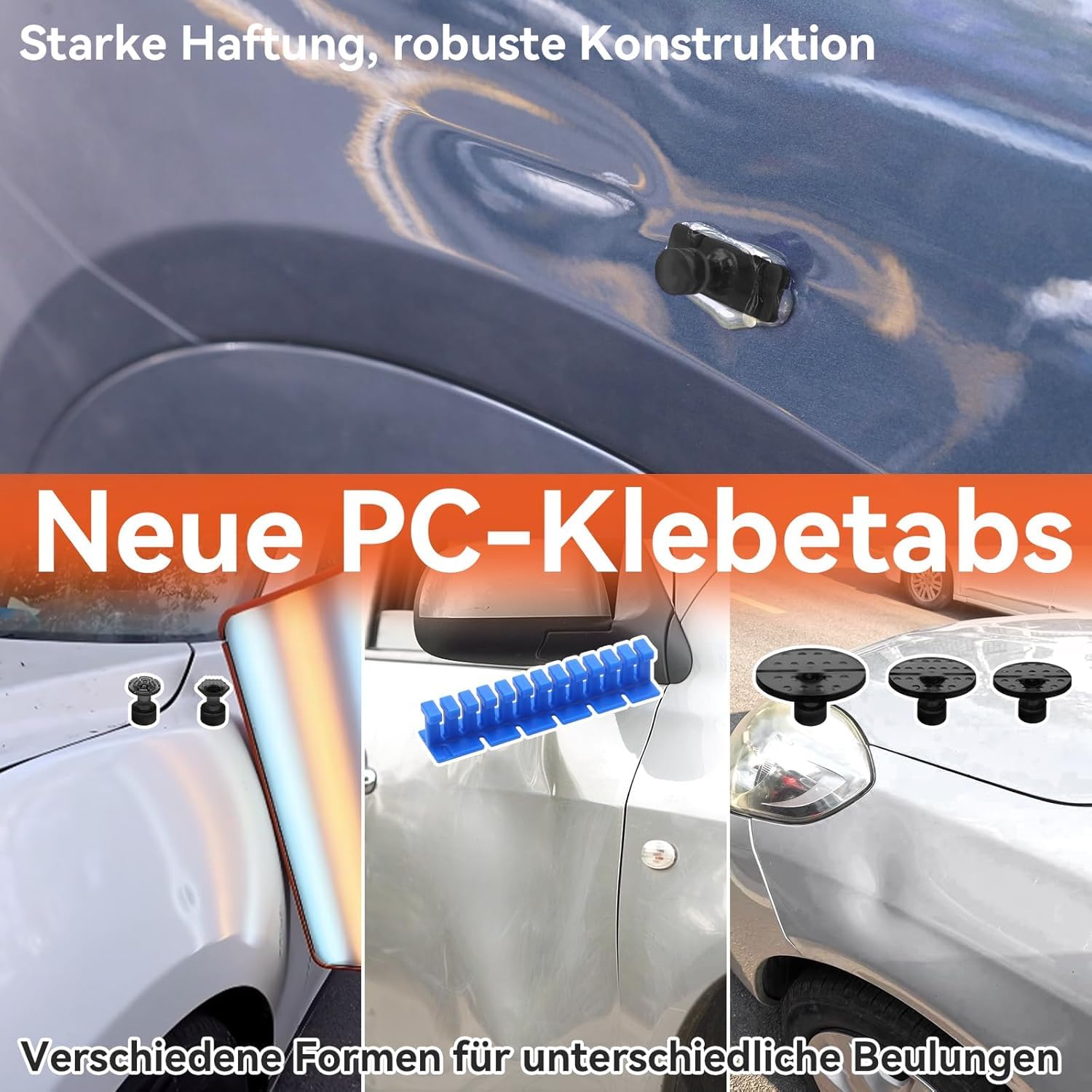PDR TOOLS Auto Dellen Reparatur Set, Ausbeulwerkzeug Set mit Zugbrücke und Montagekissen, Karosserie Werkzeug für Hagelschaden und Beulenreparatur, Luftkissen und Gummihammer