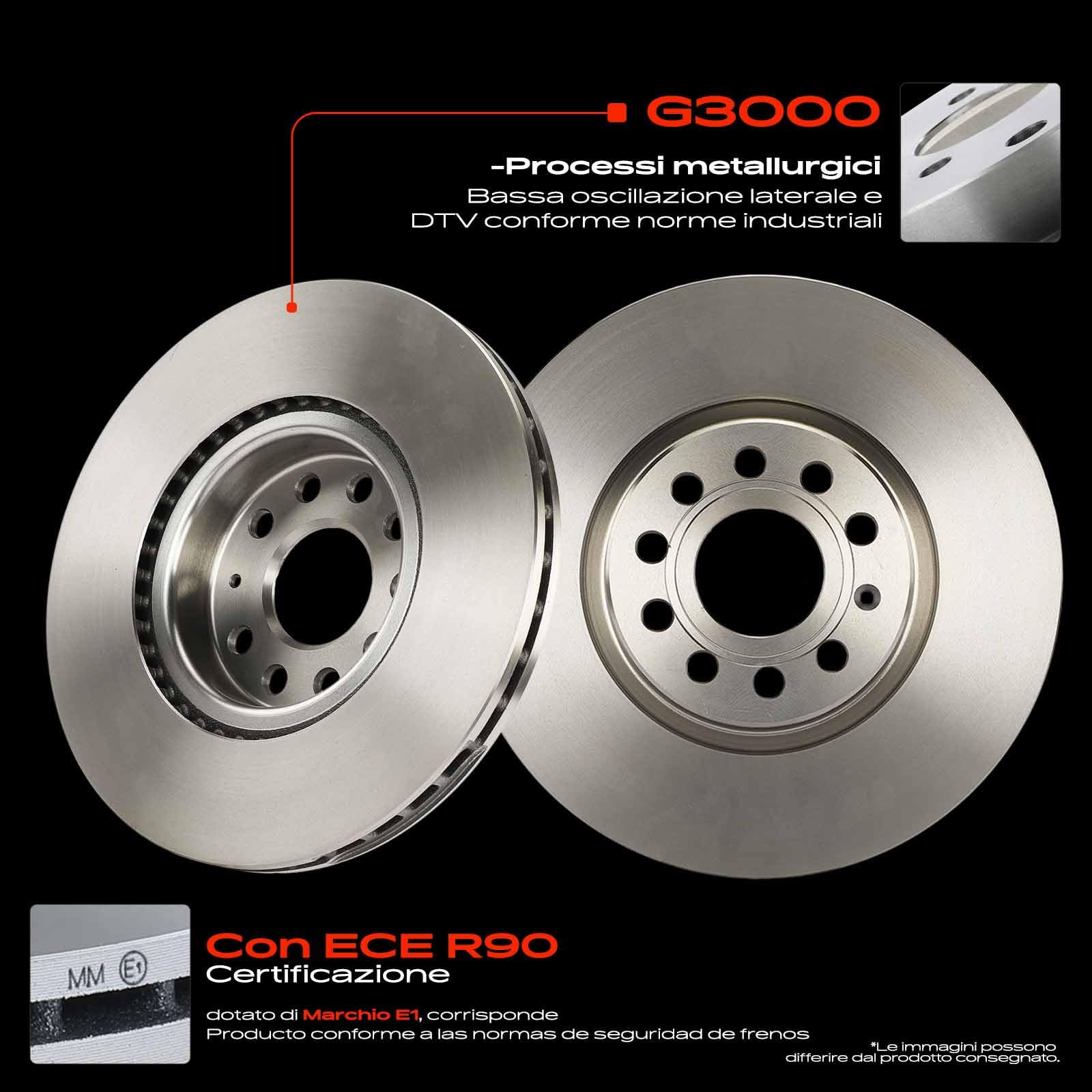 Frankberg Set freni incl. 2x Dischi Freno + 4x Pastiglie dei Freni Anteriore Compatibile con Passa.t Variante 3G5 CB5 Golf VII 5G1 BE1 BE2 BQ1 Replace# JZW615301H, 5C0615301B
