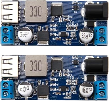 2Pcs 24V / 12V to 5V 5A Power Buck Converter DC-DC Power Down Module Voltage Regulator Adjustable USB Step-Down Charging Module
