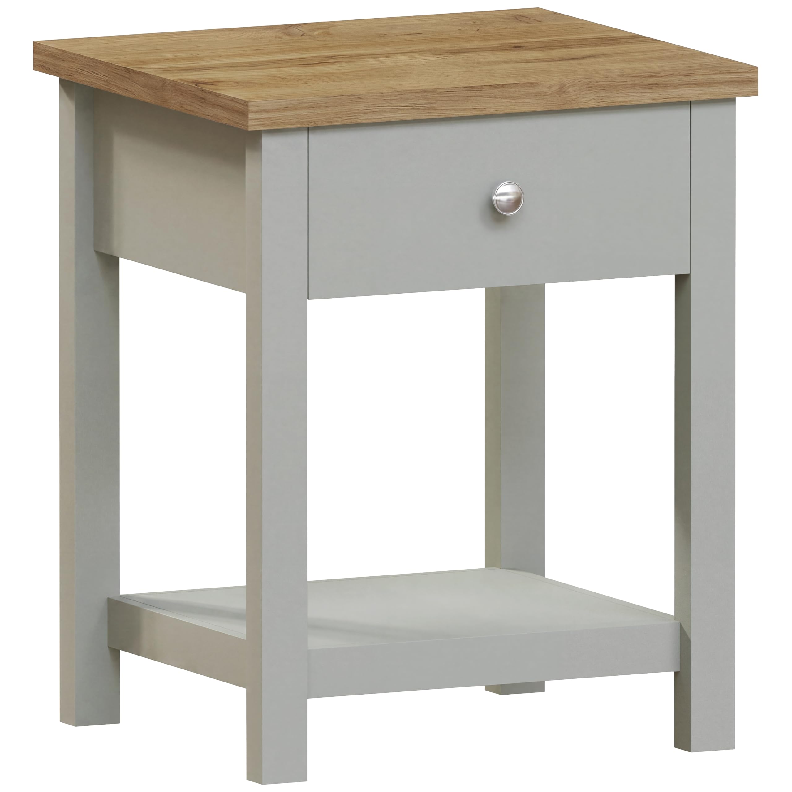 Vida Designs Arlington 1 Drawer Side Table Living Room End Sofa Coffee Laptop Tea Table (Grey)