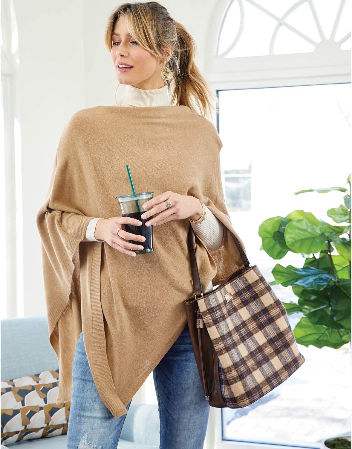 Coco + Carmen Women’s Versatile Lightweight Poncho Shawl Wrap | Wear Multiple Ways | 15 Colors | Fashionable Clothing Accessory | OSFM - Image 5