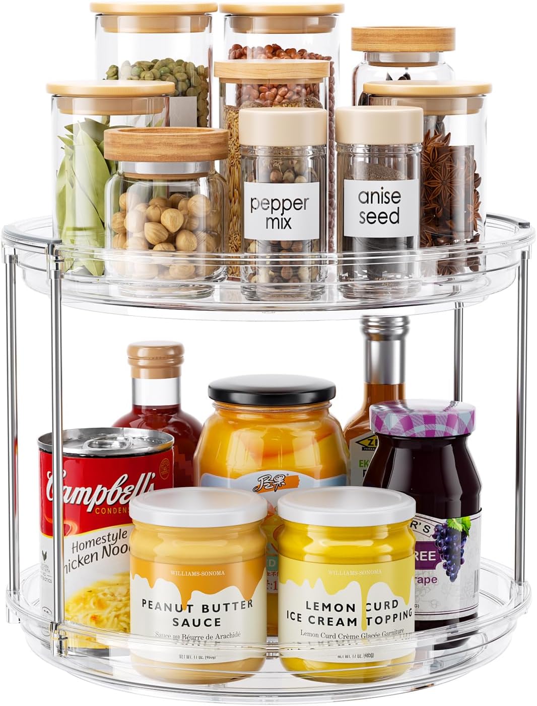 Stackable 9.25” Lazy Susan Organizer for Kitchen & Bathroom