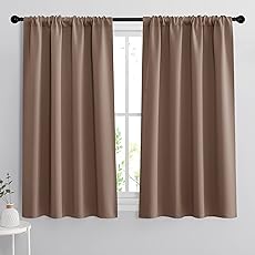 RYB HOME Blackout Curtains 95 inches Long 2 Panels Set, Farmhouse Thermal Insulated Window Curtains for Living Room Bay Window Bedroom Studio Backdrop Room Divider, Mocha, W52 x L95 inches