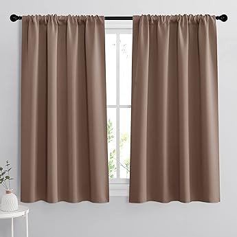 RYB HOME Blackout Curtains 95 inches Long 2 Panels Set, Farmhouse Thermal Insulated Window Curtains for Living Room Bay Window Bedroom Studio Backdrop Room Divider, Mocha, W52 x L95 inches