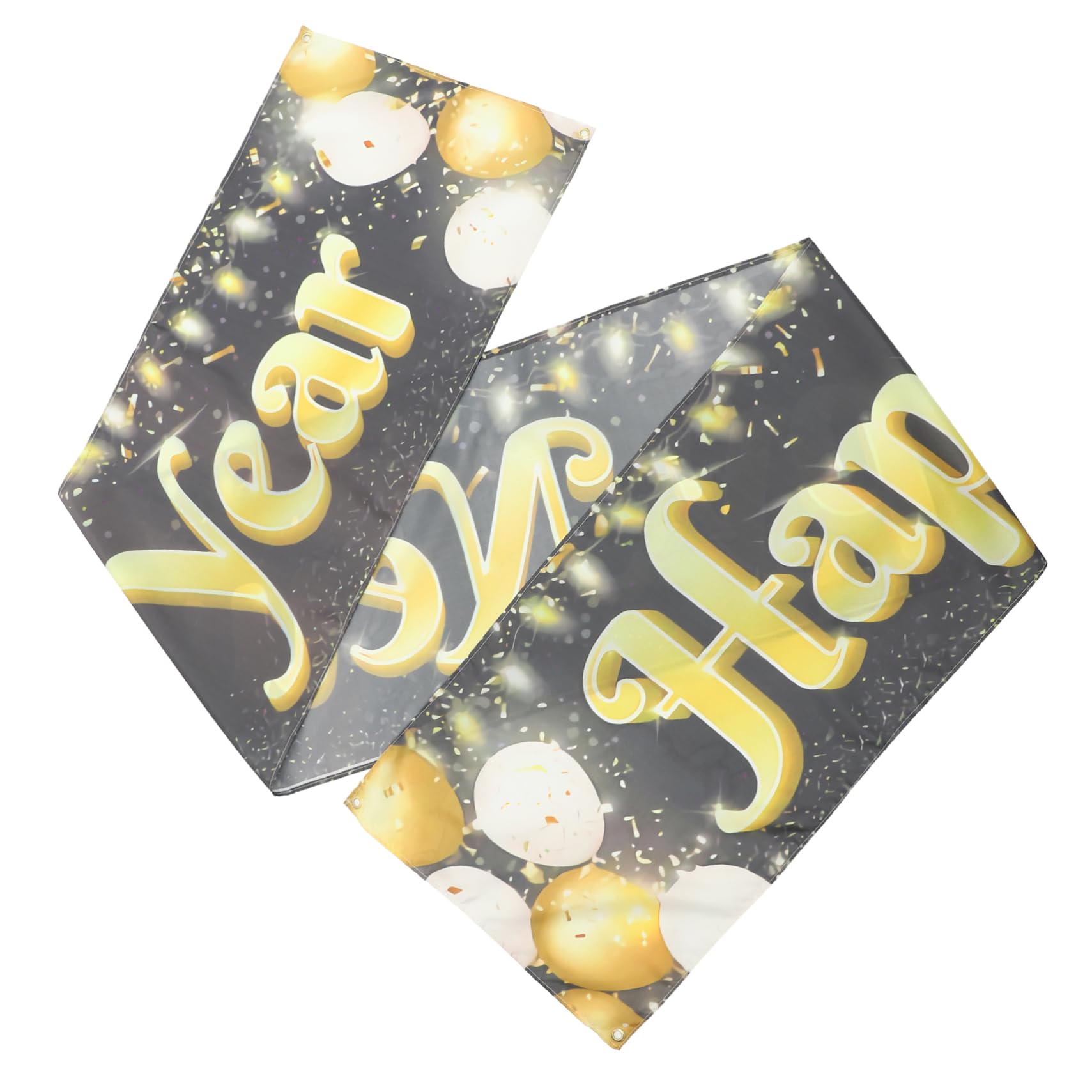 ibasenice Happy Year Banner Black Gold Backdrop Year Bunting Party Decoration 2023 Hanging Banner