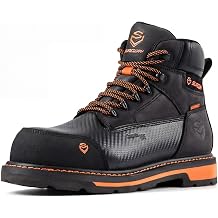 SUREWAY Men's 6" Waterproof Soft/Composite Toe Work Boots - Crazy Horse Leather Safety Shoes,GoodyearWelt Slip Resistant EH Rated Heavy Duty Construction Boots for Industrial, Roofing, Landscaping