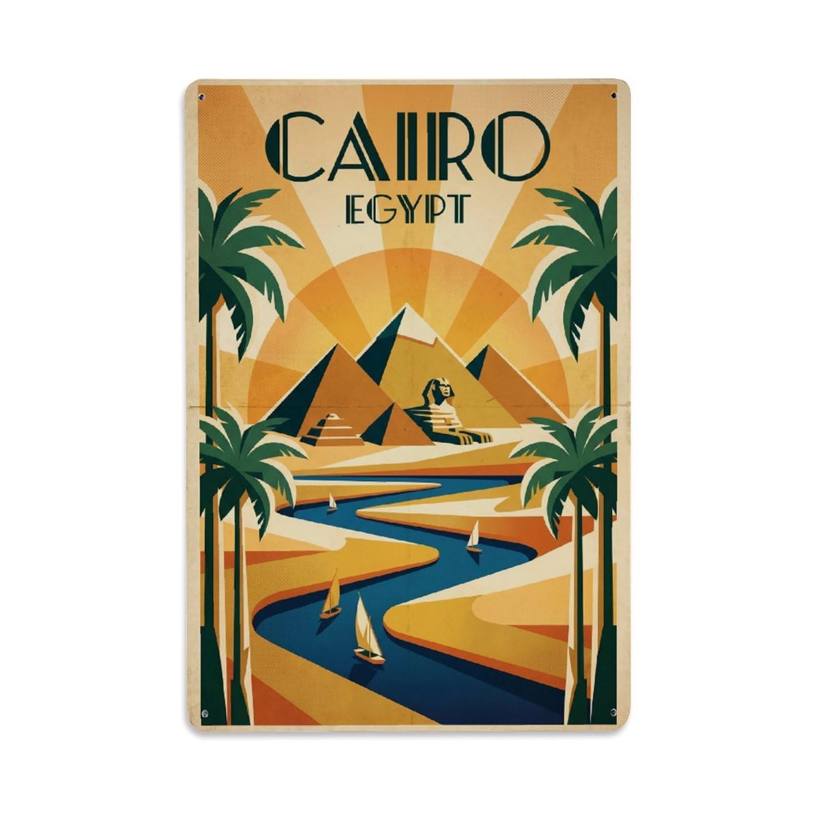 Gead 8X12inch Style Vintage Travel Egypt Cairo Metal Tin Sign