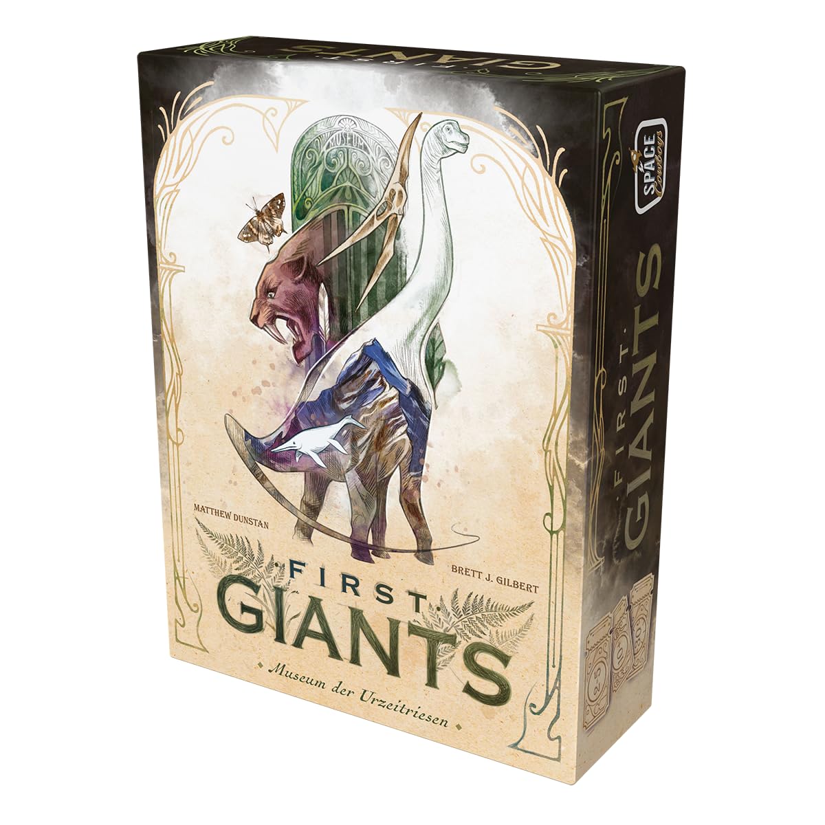 Asmodee, First Giants, Version Allemande, Jeu Familial avec fossiles pour 2 à 5 Joueurs à partir de 10 Ans, Un musée des géants préhistoriques avec 30 Minutes de Temps de Jeu par Partie