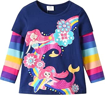 Amazon.com: VIKITA Girls Shirts Winter Long Sleeve Graphic T Shirts ...