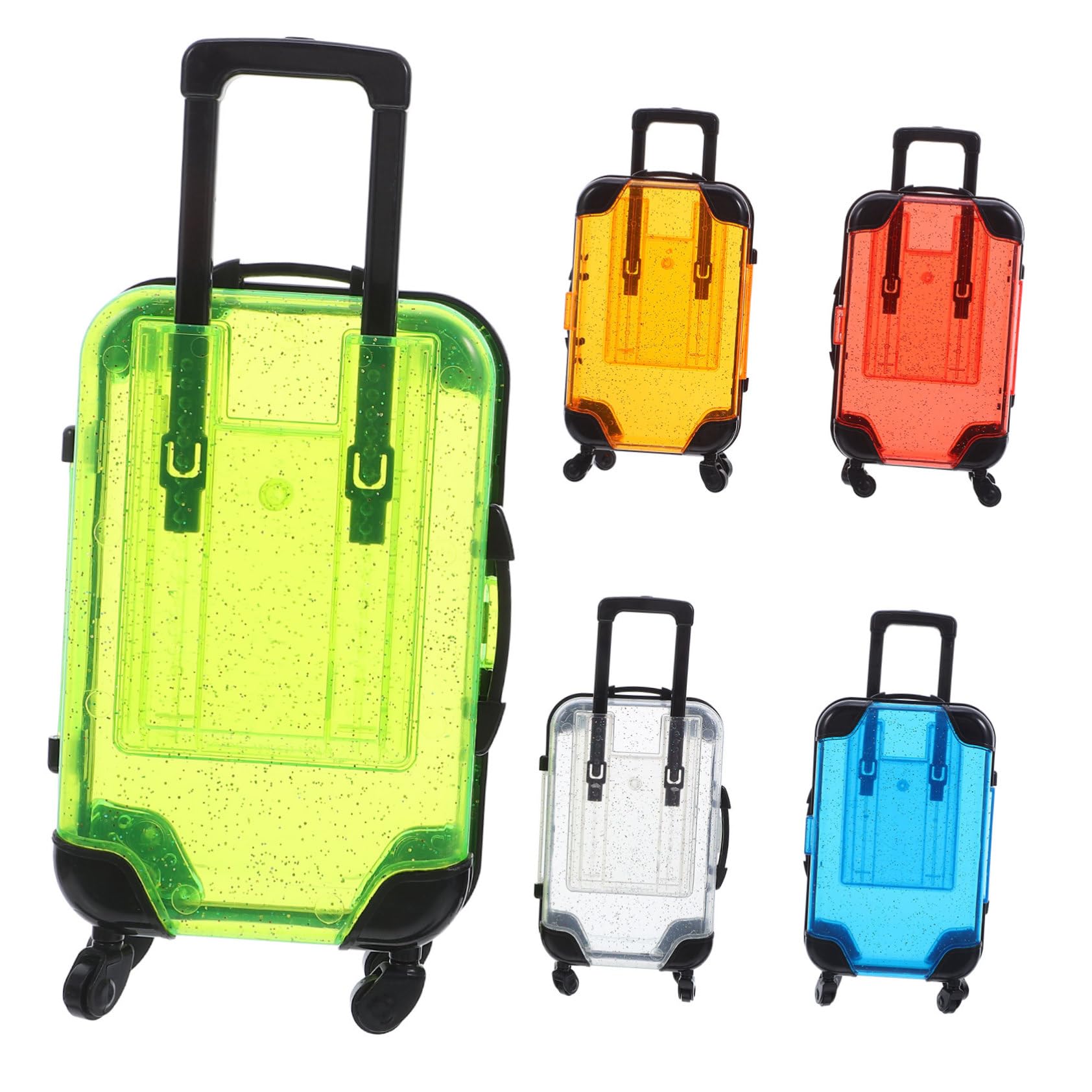 FRCOLOR 5pezzi Valigie per Ragazzo Ragazza con Ruote Mini Valigia Giocattolo da Gioco da Viaggio Contenitore per Giocattoli Valigia per Finzione