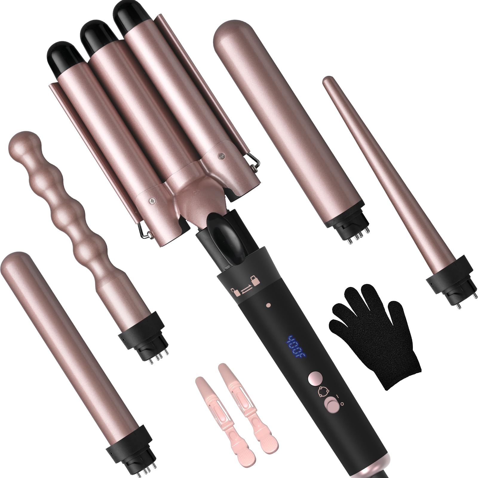Curling Iron 5 in 1 5 Differenti Interchangeable Diametri Women Ceramic Heat Resistant Gloves Inclusi