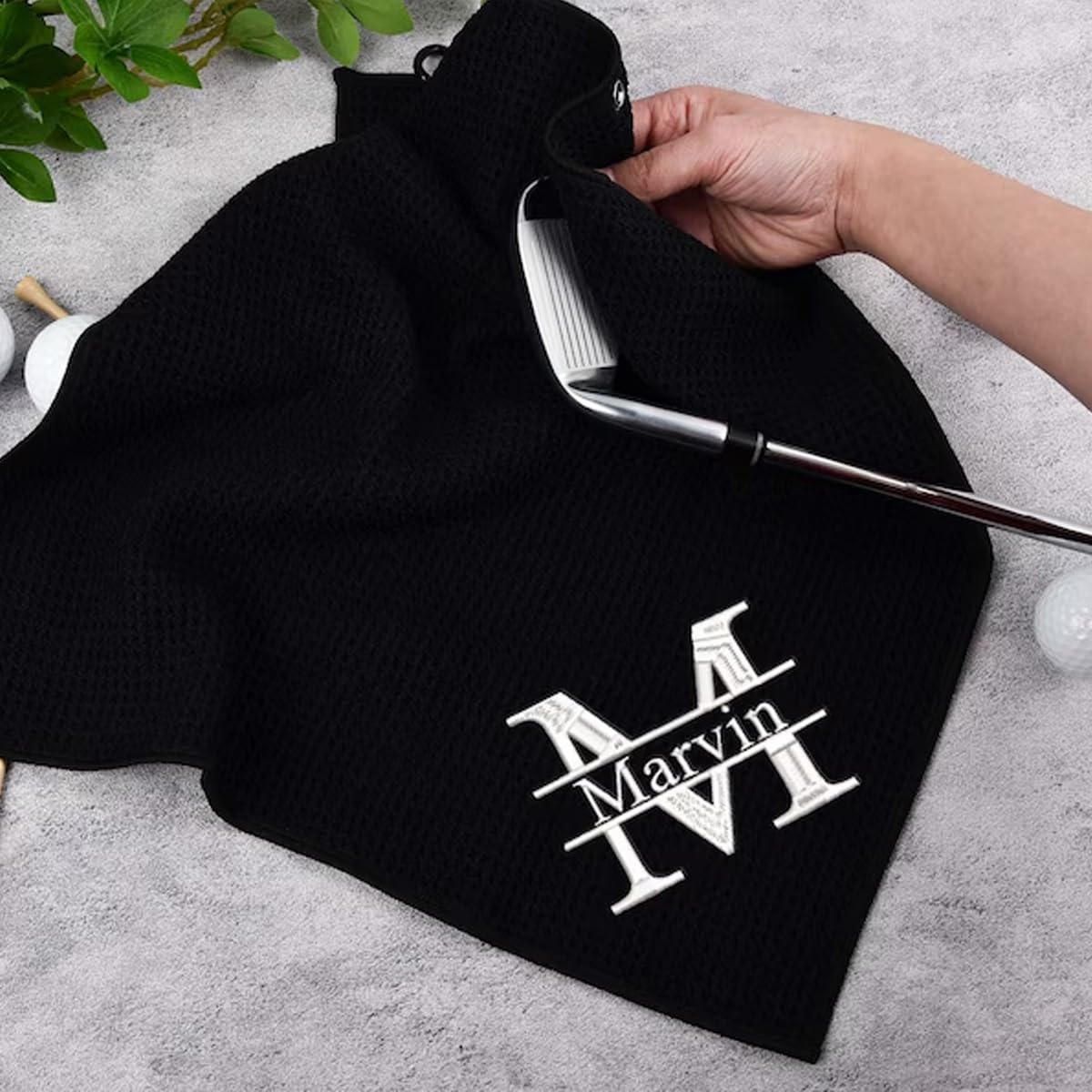 Asciugamano da golf personalizzato ricamato con monogramma logo regalo per papà festa del papà