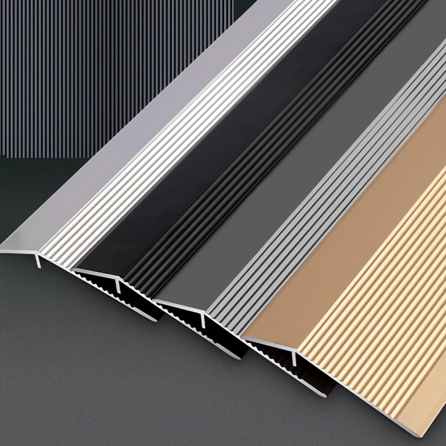 Bande de transition pour bois vers moquette/stratifié en aluminium - Barre réductrice de seuil de 10 cm de large - Facile à installer - 140 cm - Noir
