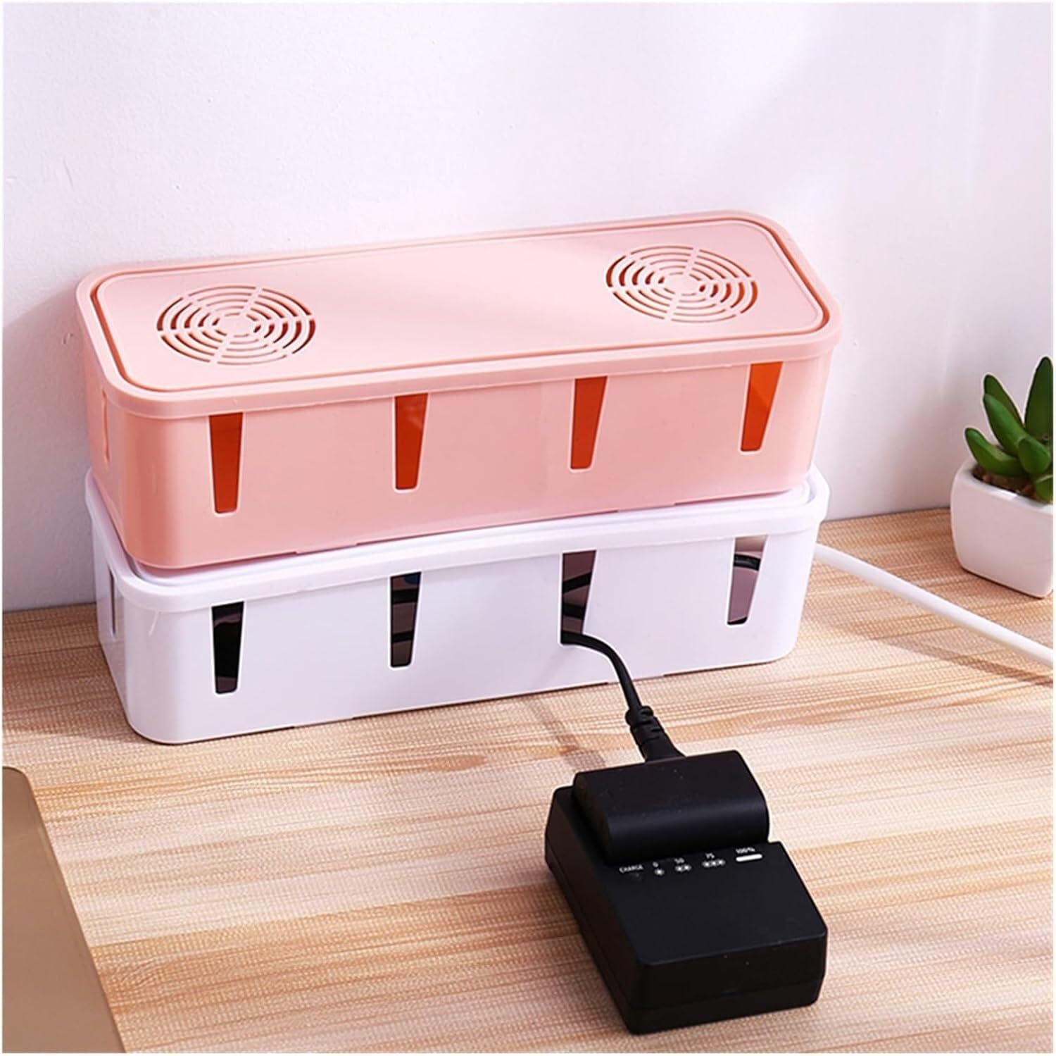 Caja de almacenamiento cables, organizador enchufes, gestión, caja línea red, seguridad