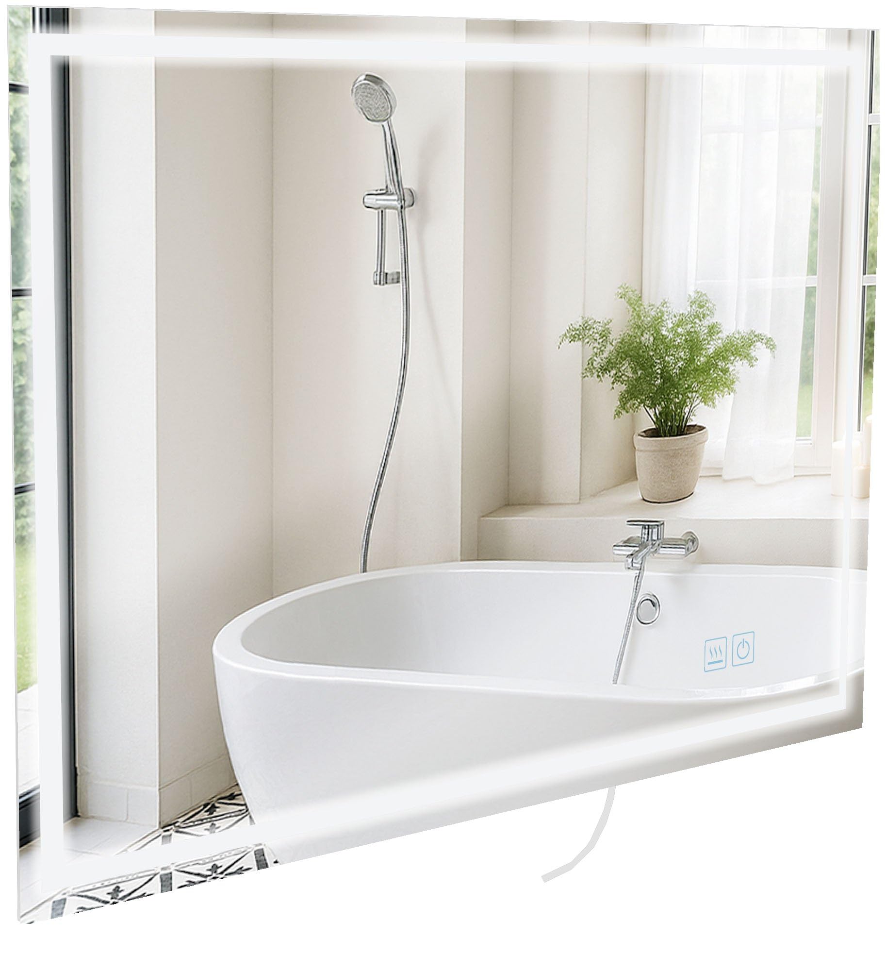 CLP Specchio da bagno Jaffrey, altoparlante Bluetooth, antiappannamento, specchio da parete con illuminazione a LED, dimmerabile, Dimensione:70x100 cm