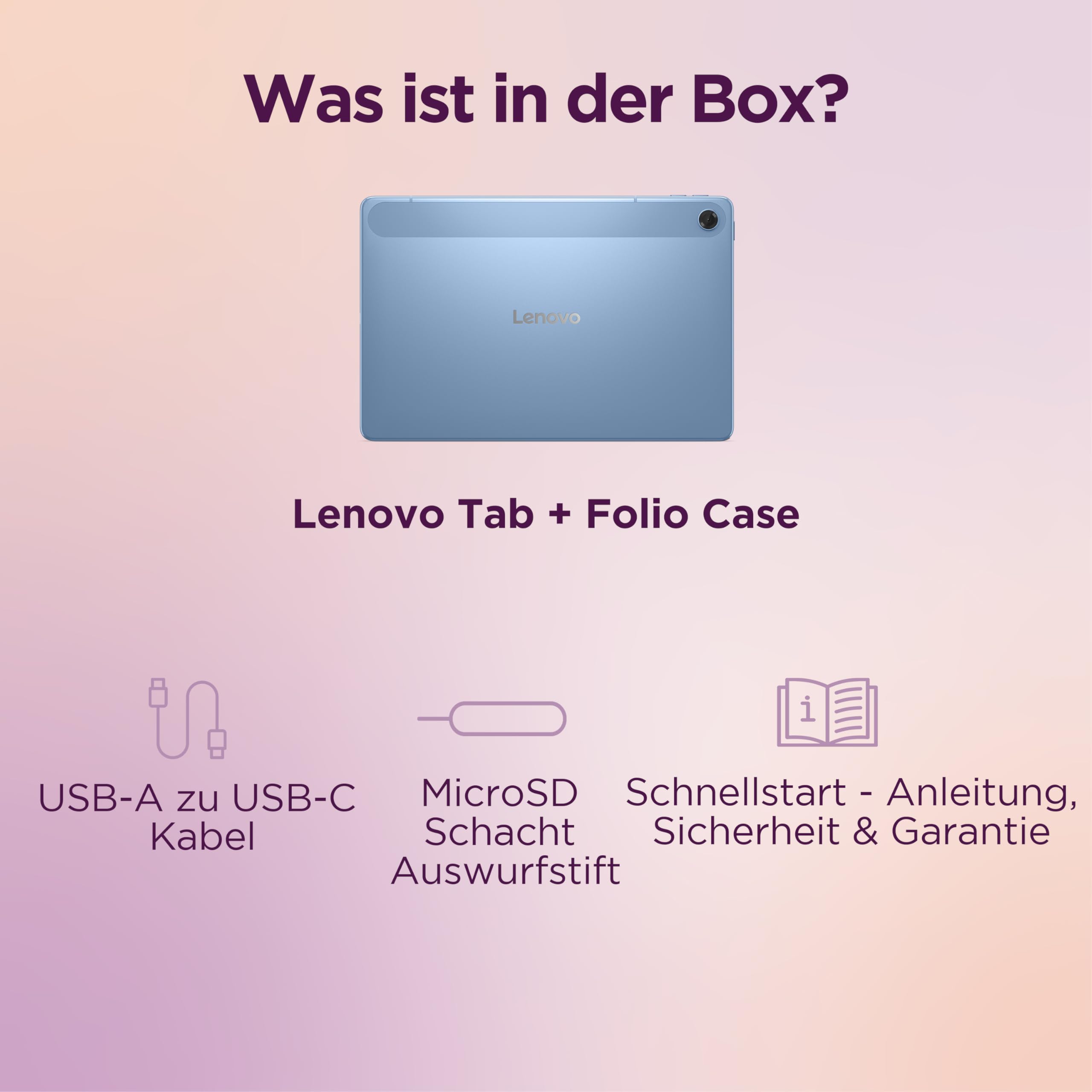 Lenovo Tab Tablet | 10.1" Full HD Display | MediaTek G85 | 4GB RAM | 64GB eMMC 5.1 Speicher | Android | Polar Blue | inkl. Schutzhülle mit integriertem Ständer
