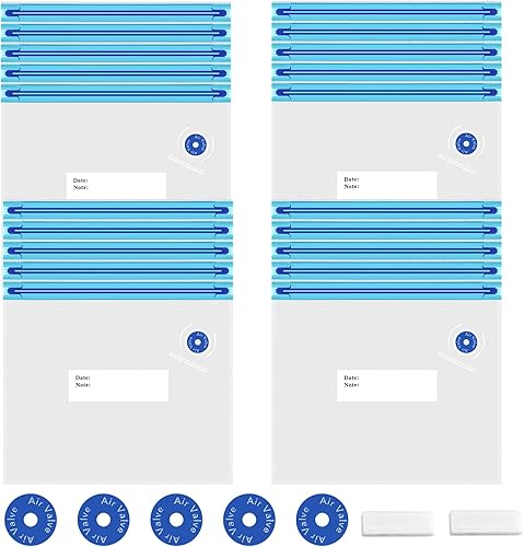 Sous Vide Bags 27Pcs, BPA Free Reusable, Double-Layered Food Storage (8.5 x 8.5 in) for Cooking, Food Storage, and Microwave Heating. Includes 20