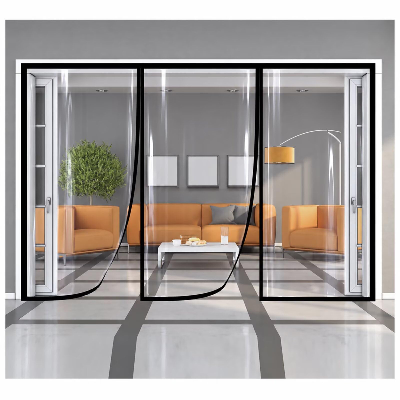 Tenda trasparente in EVA isolante per porta W215xH280cm nero