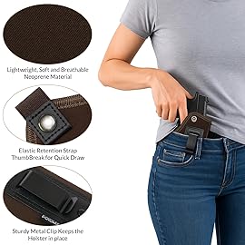 POYOLEE Gun Holster for Women Concealed Carry Holster for Pistols Universal IWB Holster Fits Glock 19 26 43 Springfie XD LC9 & All Similar Handguns (Chocolate, Right-Handed Draw (IWB))