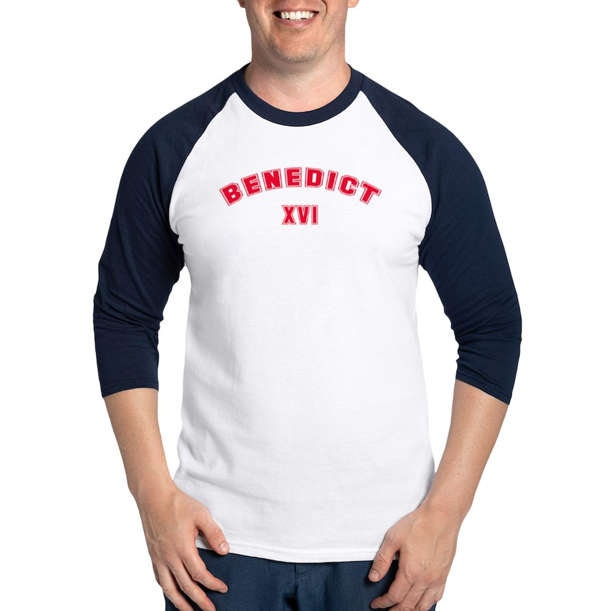 CafePress Benedict XVI Baseball Jersey Men's Cotton Baseball Jersey, 3/4 Raglan Sleeve Shirt Blue/White