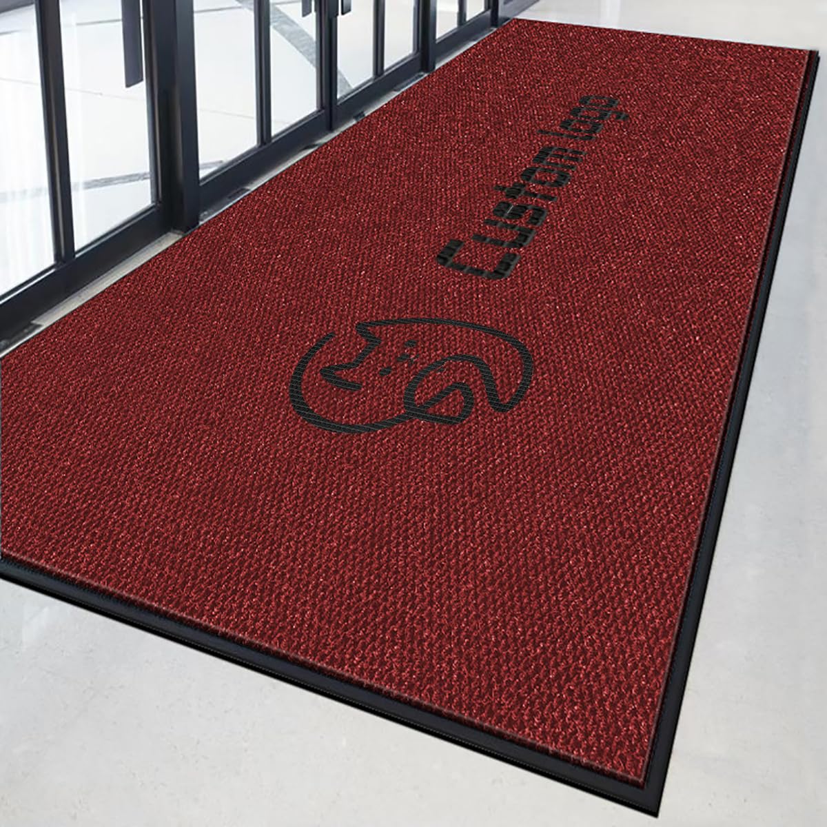 Zerbino Personalizzato con Logo Ingresso Esterno Interno Zerbini Personalizzati Antiscivolo Resistente Sporco Tappetino per Famiglia Società Centri Commerciali,90x120cm