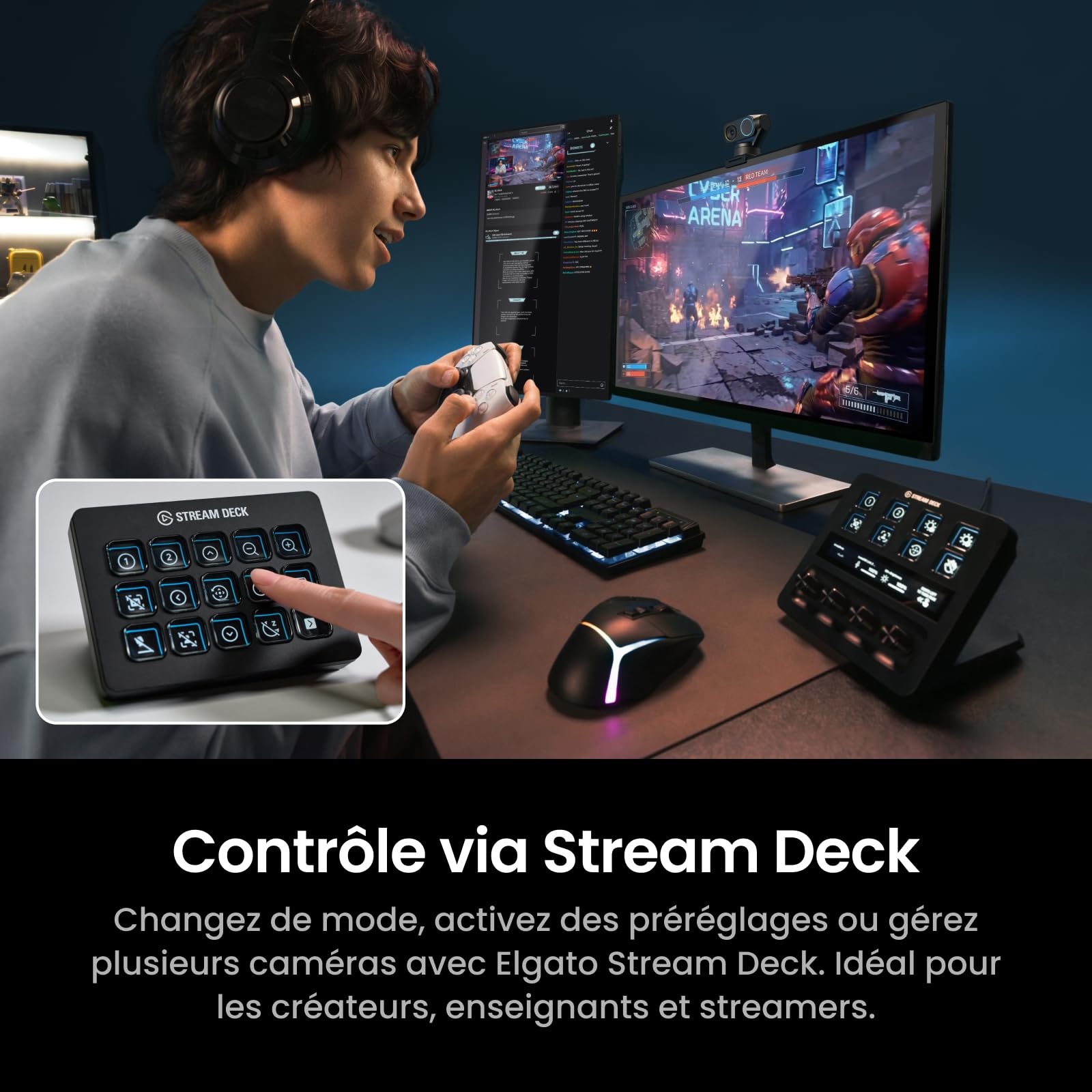 Insta360 Link 2 Pro – Webcam PTZ 4K pour PC/Mac, capteur 1/1,3”, Basse lumière, Suivi par IA, HDR, micros directionnels, réduction de Bruit, Compatible Stream Deck, Zoom, Teams