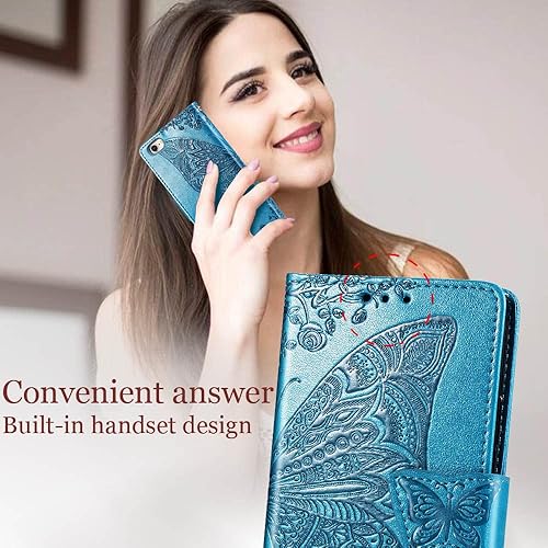 Miniatura 6 de Funda tipo cartera para iPhone SE 2020SE 2022iPhone 8iPhone 7, diseño de mariposa en relieve, de piel sintética, soporte para tarjetas, correa de