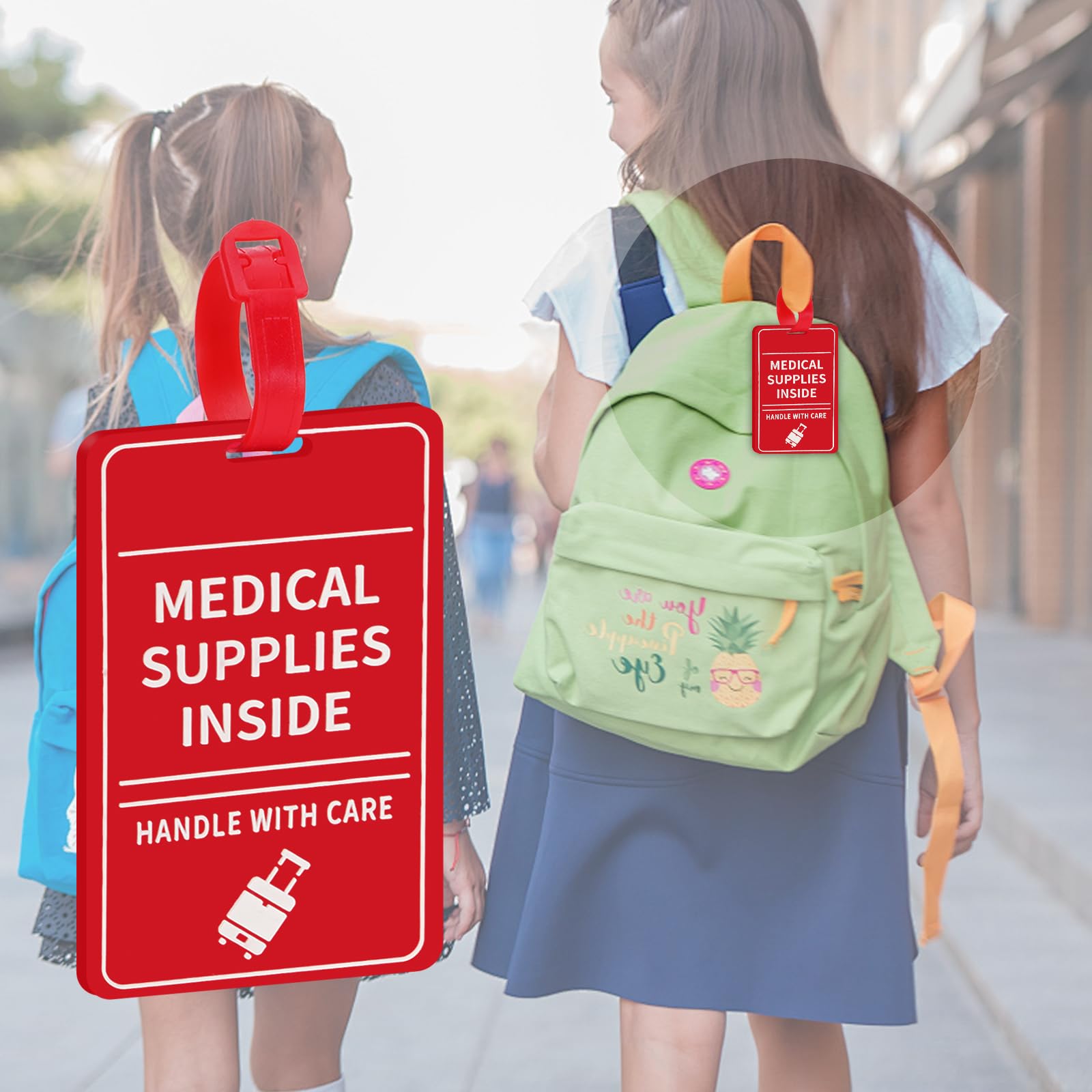 MEDMAX 2-pak medycznych przywieszek do bagażu z imieniem i dowodem osobistym, uchwytem z artykułami medycznymi, wewnętrzna etykieta do walizki bagażowej lub toreb zawierających urządzenia medyczne,