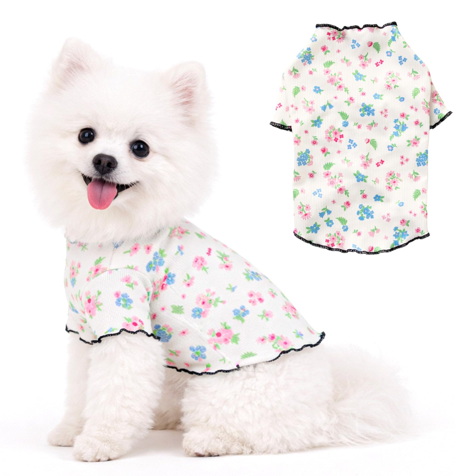 Peybaiwy Dog Cooling Shirt Puppy Summer Stretchable Sun Protection Clothes Quick Dry Breathable Pet Vest Outfit for Small Dog Cat (Floral, XL)
