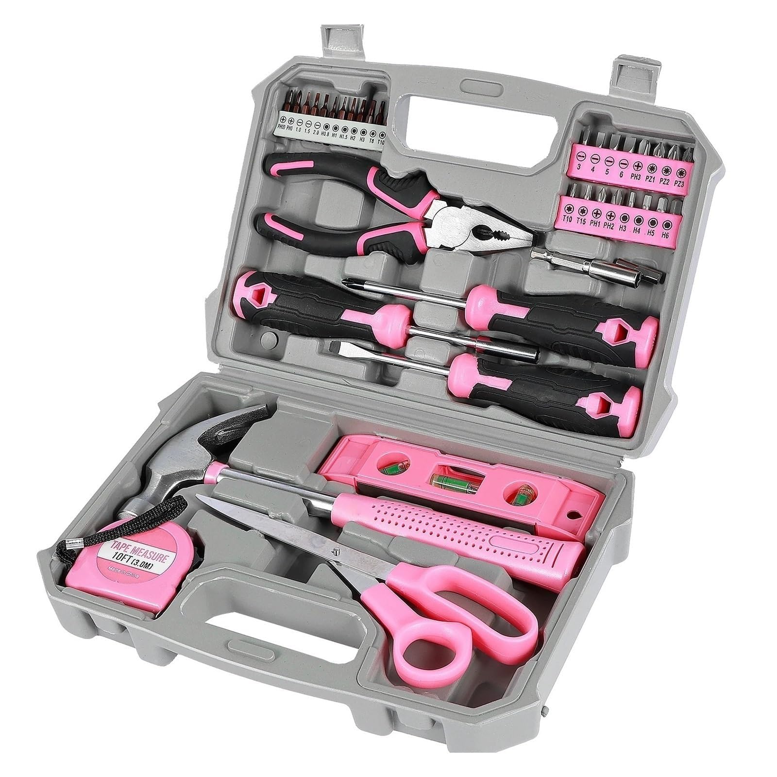 Juskaqzyi Women's One Color Tool Chest Tool Set 40Pcs Pink Household Diy Tool Kit For Small Tool Box Set Of Starter Basic Tools Toolbox