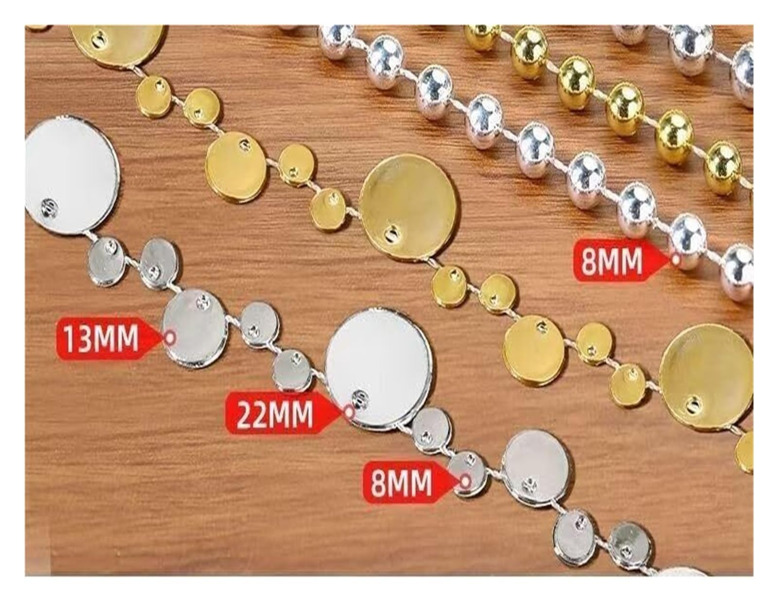Dekoracje imprezowe, zasłony z tiulu Wesele Galwanizowane DIY Łańcuszek z koralikami(Gold)