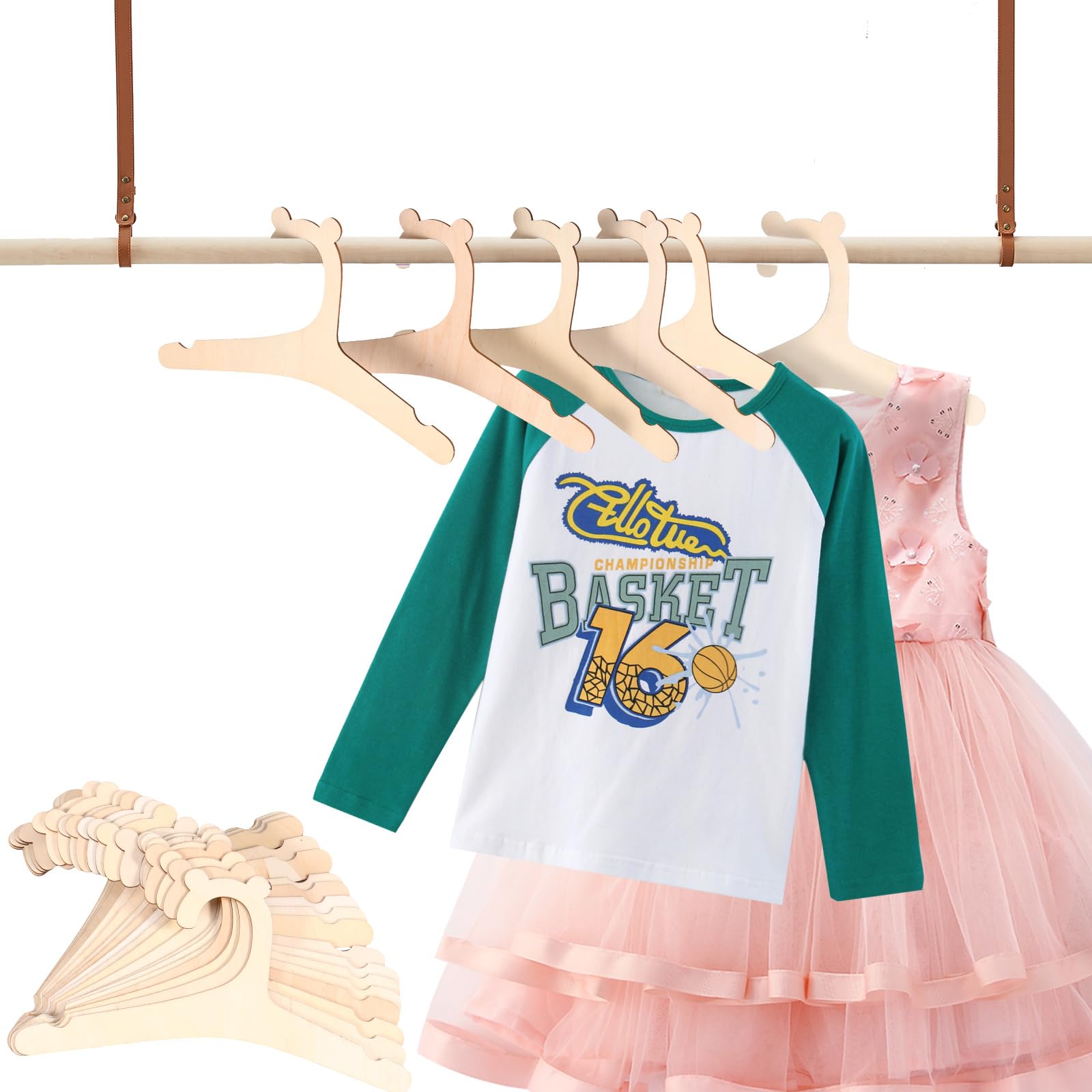 KTZCTPCA 20Pcs Cute Little Bear Kids Hangers?9'' Kids Baby Toddler Children Wooden Hangers for Clothes & Pants, Great Toddler Hanger for Dress Skirts Pants